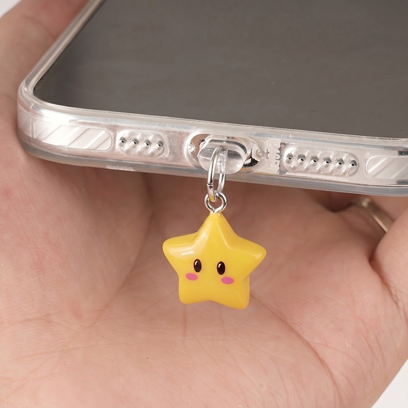 Yellow Phone Accessories - Niedlicher 3D Gelber Stern Staubschutz-Anhänger für