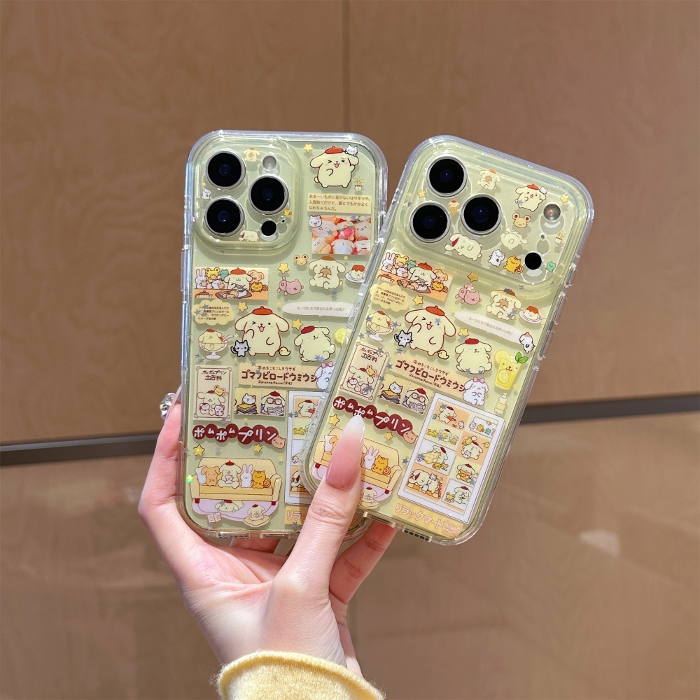 Yellow Phone Accessories - Niedliche Gelbe Stern-Glitzer-Pudding-Hundehülle für iPhone 17