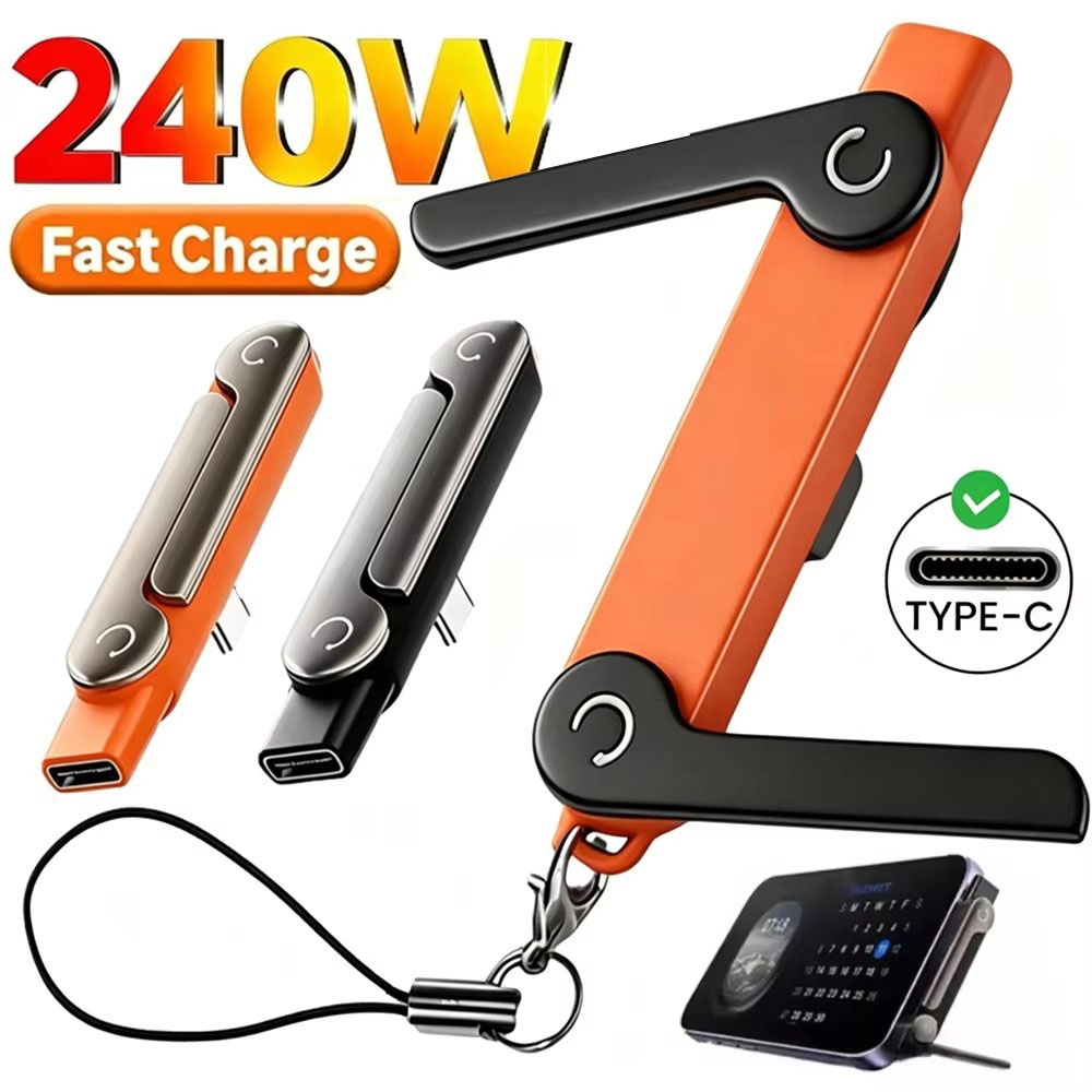 Fast Charging Cable - 1 Stück Flacher Typ-C Telefon-Ladehalterungsadapter mit