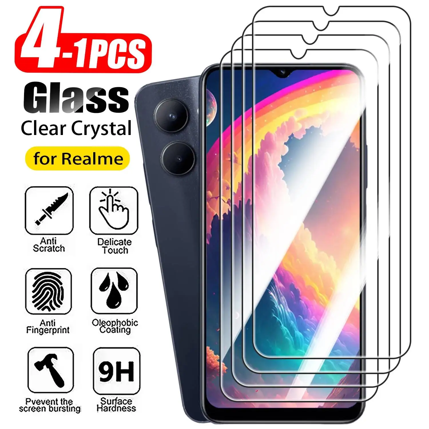 Realme C67 - 1-4 Stück Gehärtetes Glas für Realme