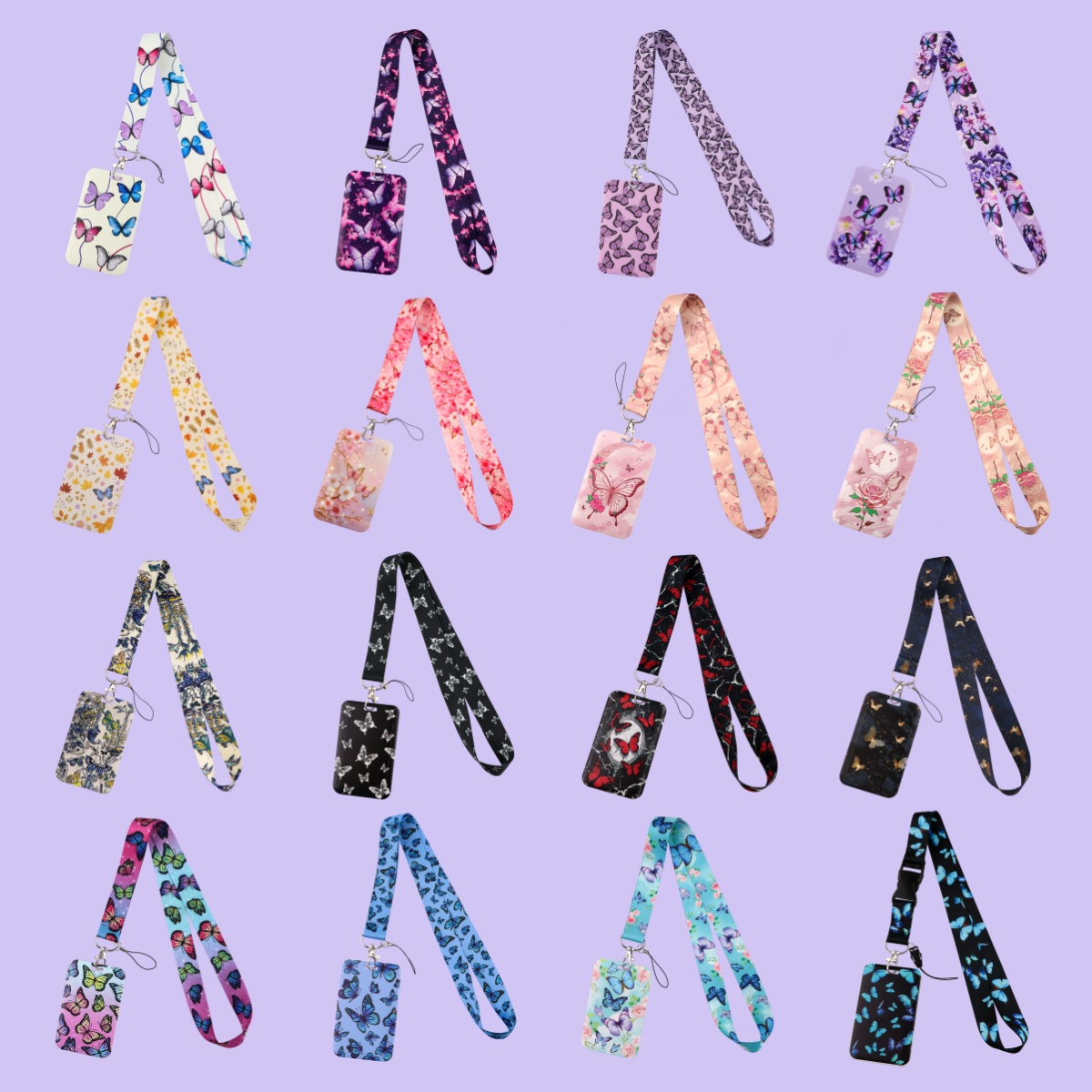 Neck Hanging Phone Holder - Bunte Schmetterlings-Lanyards für Schlüsselanhänger, Umhängeband, Ausweishalter,