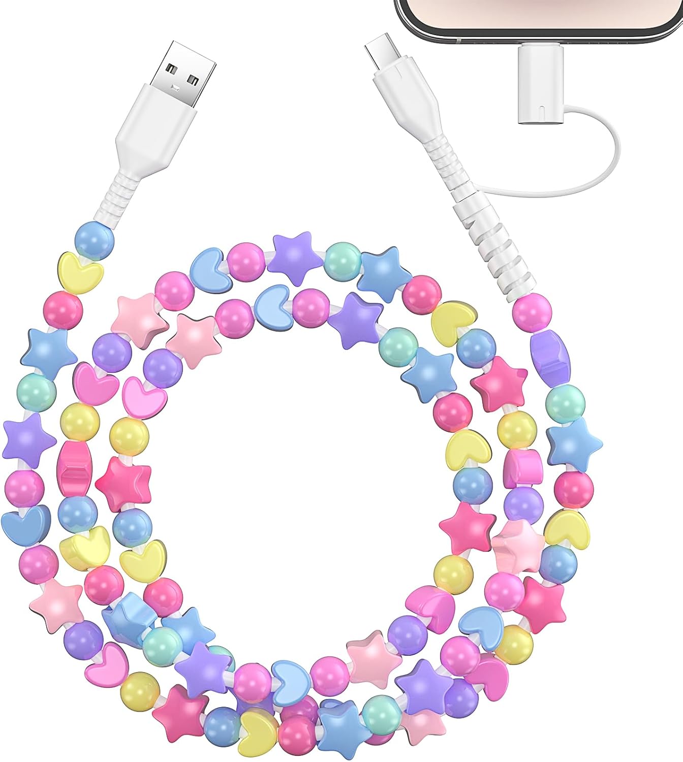 Fast Charging Cable - Perlen-Ladekabel, Ladekabel USB A auf USB