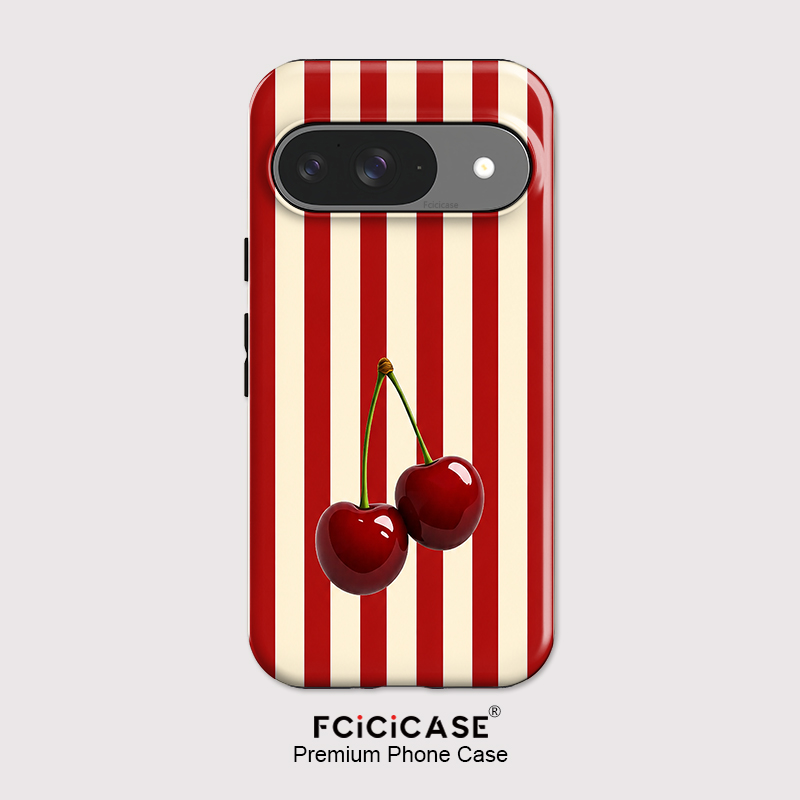 Google Pixel 8A - Fcicicase Handyhülle mit Kirschstreifenmuster für Google