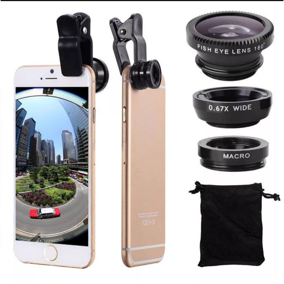 Phone Accessories For Content Creators - 3-in-1 Clip-On Handy-Kameraobjektiv-Set 180 ° Fisheye-Objektiv