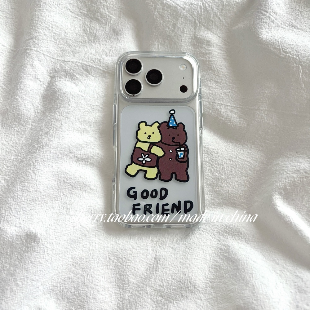 Yellow Phone Accessories - Koreanische Ins-Stil Niedliche Gelb-Braune Bären Handyhülle