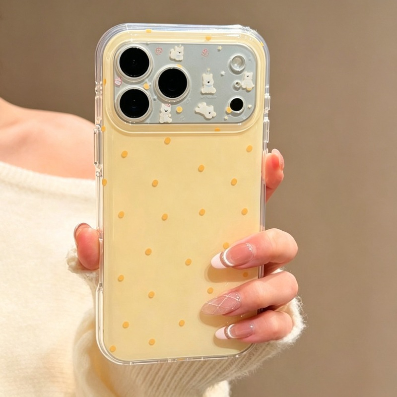 Yellow Phone Accessories - Modische Niedliche Gelbe Polka-Dot-Muster Schutzhülle für