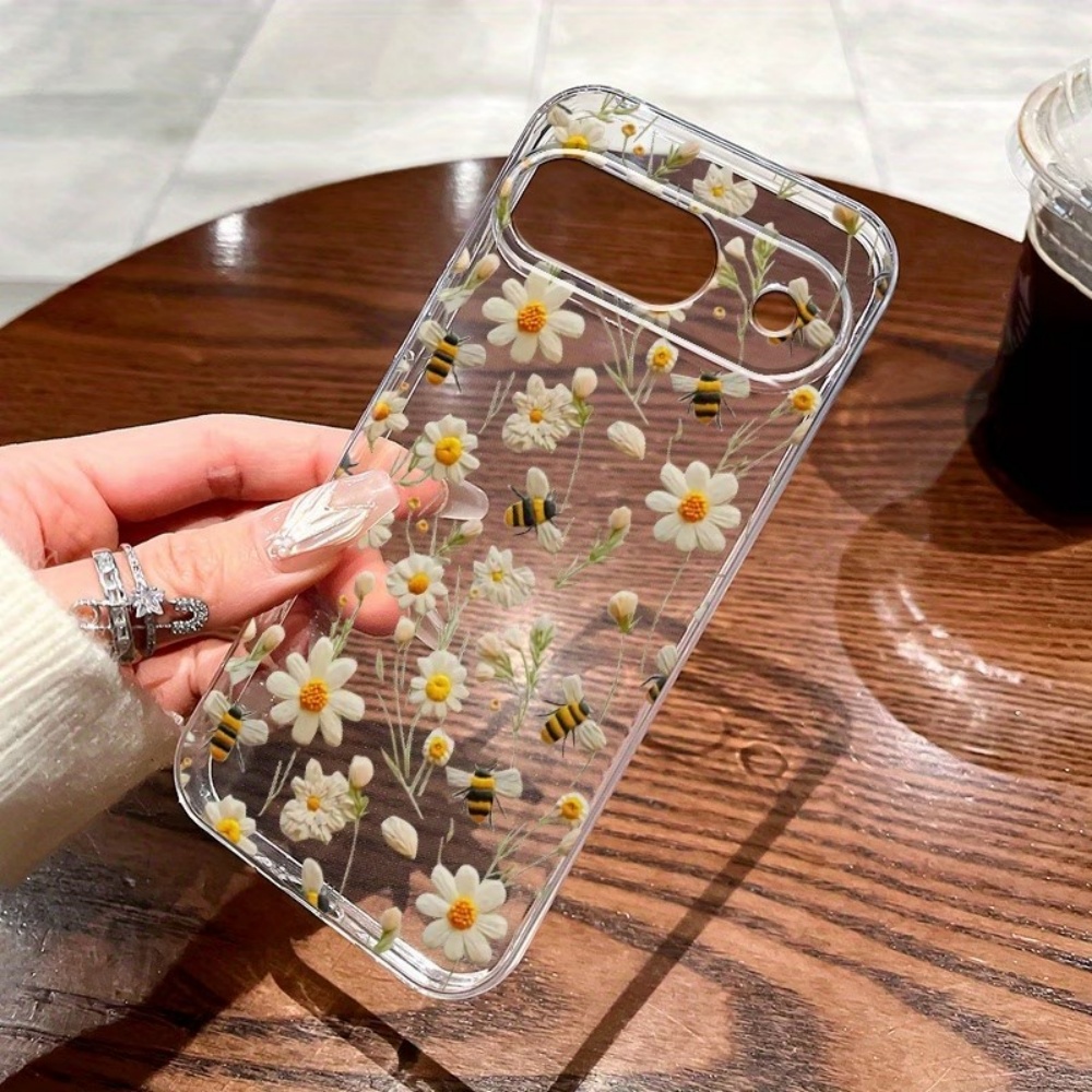 Google Pixel 8A - Niedliches Honigbienen-Blumenmuster Weiche Transparente Handyhülle für