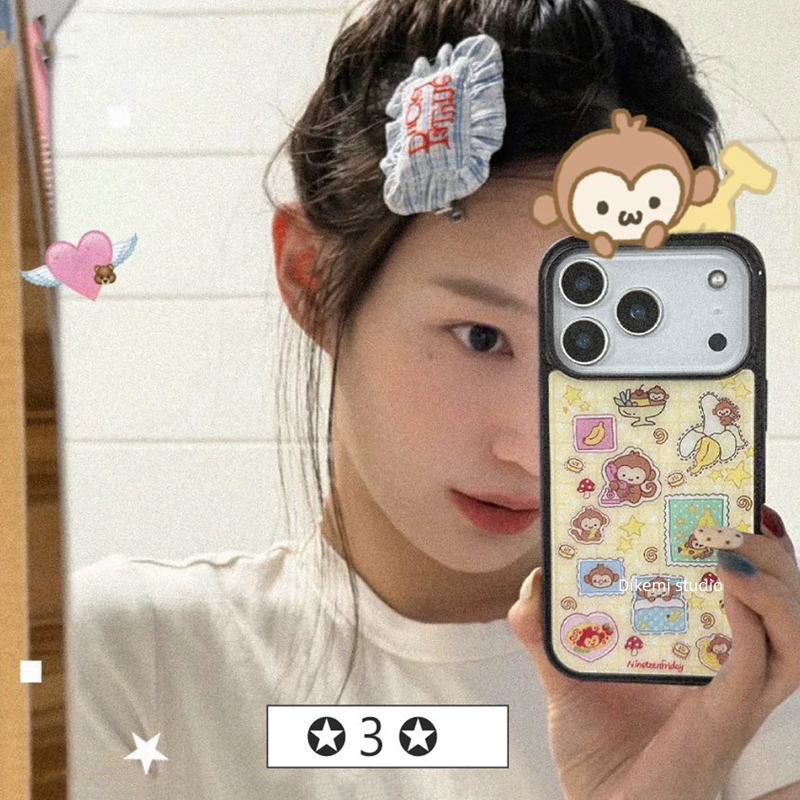 Yellow Phone Accessories - Koreanische Ins Blau-Gelbe Affen-Bananen-Matte Handyhülle für