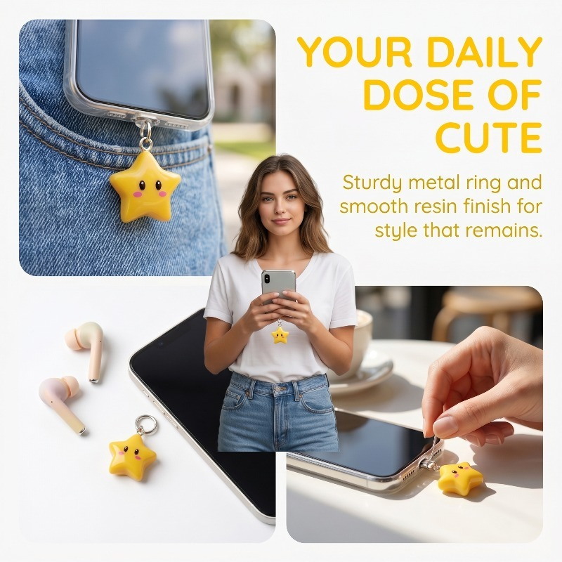 Niedlicher 3D Gelber Stern Sta – Yellow Phone Accessories Bewertung und Preis
