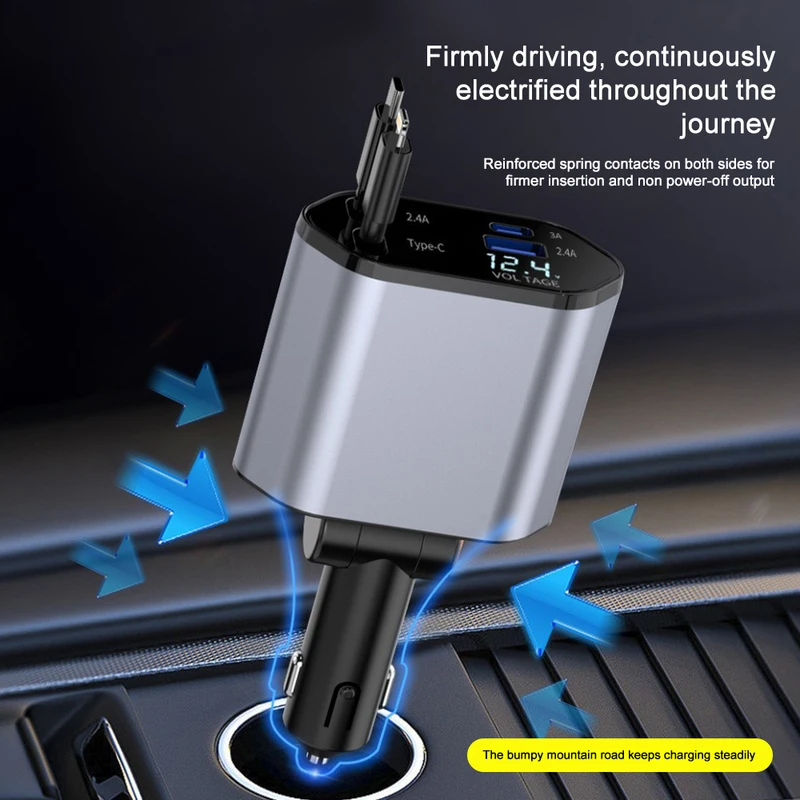 120w 4 in 1 einziehbares Auto  – Fast Charging Cable Bewertung und Preis